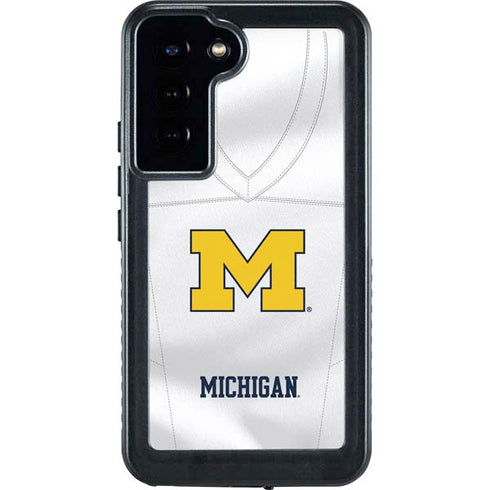 University of Michigan White Jersey Galaxy S24 Plus Waterproof Case